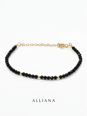 Pulsera Espinela Negra Oro 18K
