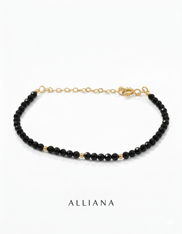 Pulsera Espinela Negra Oro 18K