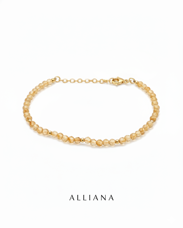 Pulsera Cuarzo Rutilado con Citrino Oro 18k
