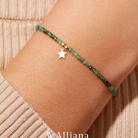 Pulsera Esmeralda con Estrellas