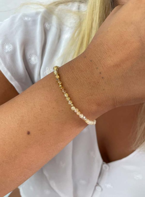 Pulsera Cuarzo Rutilado con Citrino Oro 18k