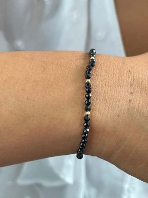 Pulsera Espinela Negra Oro 18K