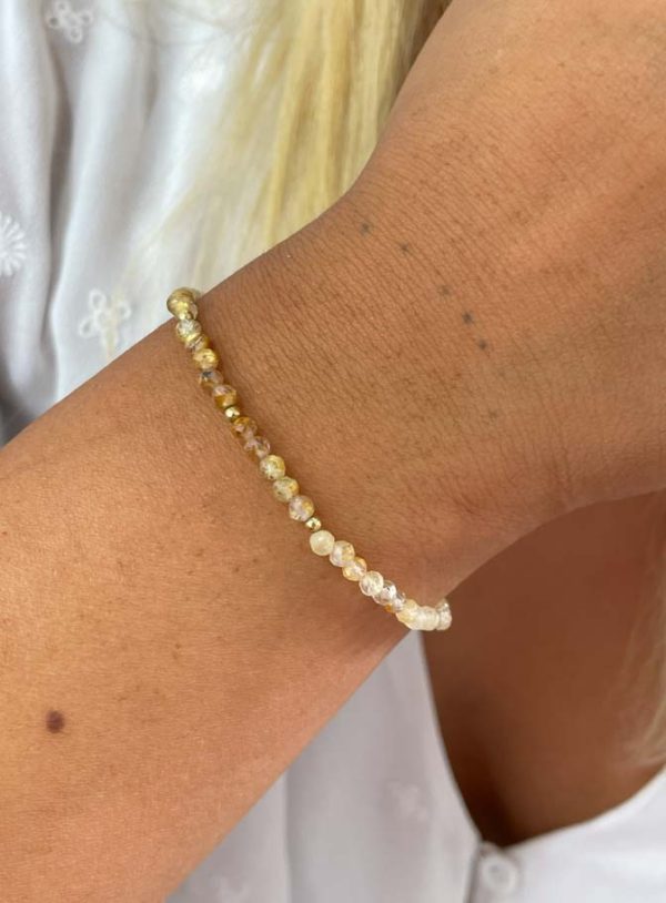 Pulsera Cuarzo Rutilado con Citrino Oro 18k