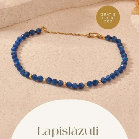Pulsera con Lapizlasuli en Oro 18k