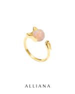 Anillo Gatito en Oro Amarillo 18K con Cuarzo Natural