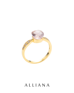 Anillo Cuarzo Rosa en Oro Amarillo 18K