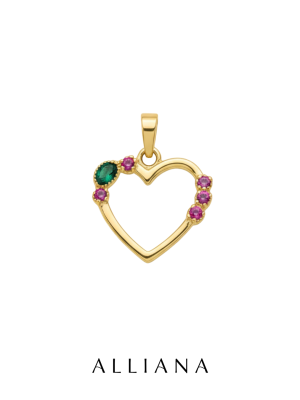 Dije Dualité en Oro Amarillo 18K con Esmeralda y Turmalinas Rosas