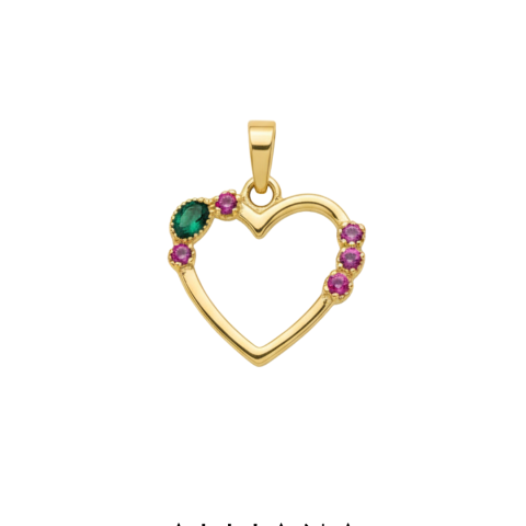 Dije Dualité en Oro Amarillo 18K con Esmeralda y Turmalinas Rosas