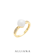 Anillo Cuarzo Blanco en Oro Amarillo 18K
