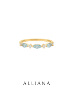 Sortija Uri en Oro Amarillo 18K con Topacios Azules y Moissanites