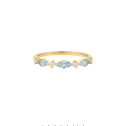 Sortija Uri en Oro Amarillo 18K con Topacios Azules y Moissanites