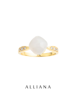 Anillo Cuarzo Blanco en Oro Amarillo 18K