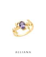Anillo Hojas Tanzanita en Oro Amarillo 18K
