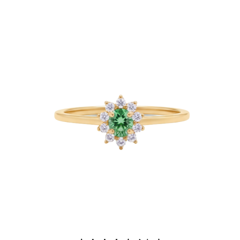 Anillo Emperatriz en Oro Amarillo 18K con Zafiro Verde y Moissanites