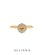 Anillo Mini Lady Di en Oro Amarillo 18K con Zafiro Amarillo con Moissanites