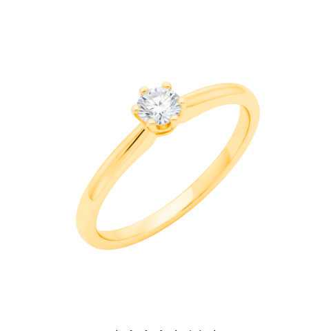 Anillo Princesa en Oro Amarillo 18K con Moissanite