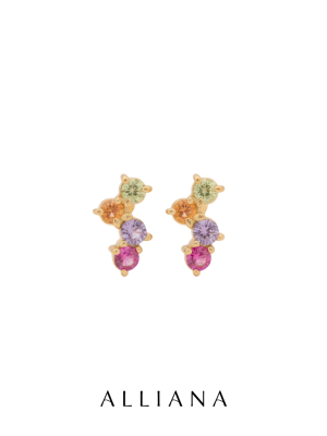 Aretes Prisma en Oro Amarillo 18K con Piedras Naturales