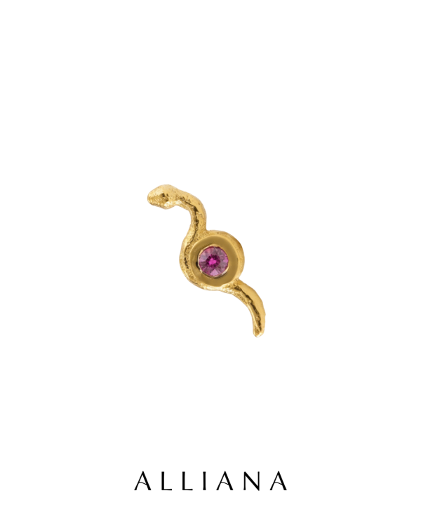 Piercing Serpiente en Oro Amarillo 18k con Rubí