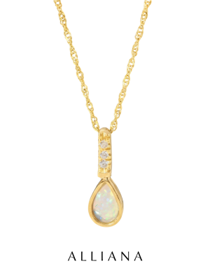 Dije Opalo Etiope en Oro Amarillo 18K con Moissanite