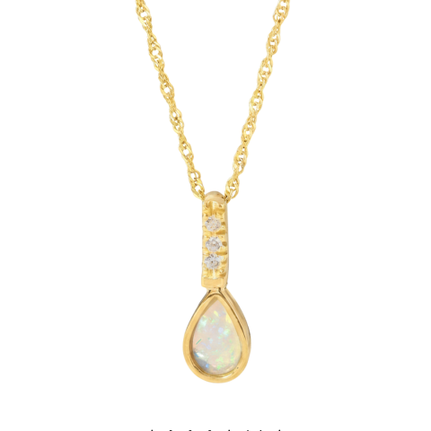 Dije Opalo Etiope en Oro Amarillo 18K con Moissanite
