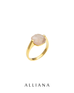 Anillo Promesa Cuarzo Rosa en Oro Amarillo 18K