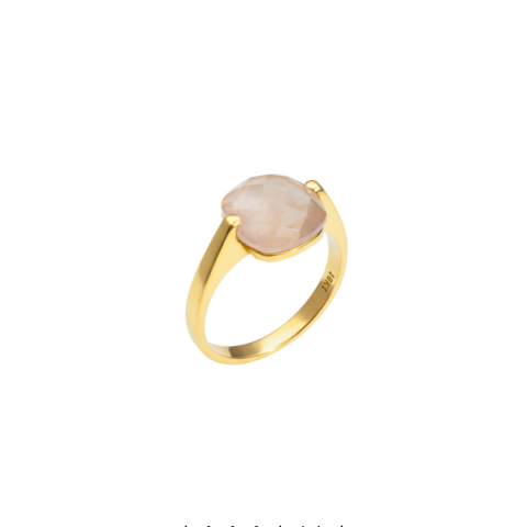 Anillo Promesa Cuarzo Rosa en Oro Amarillo 18K