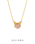 Collar Gatito en Oro Amarillo 18K con Cuarzo Natural