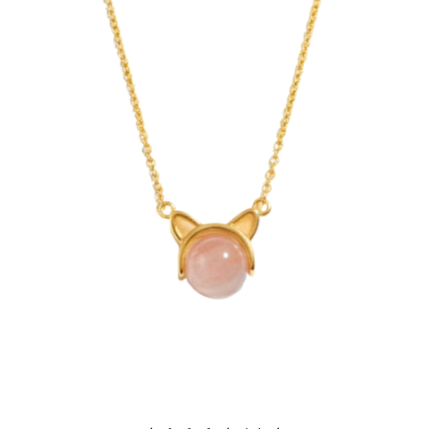 Collar Gatito en Oro Amarillo 18K con Cuarzo Natural