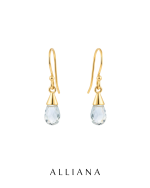 Aretes Colgantes Aguamarina Gota en Oro Amarillo 18K