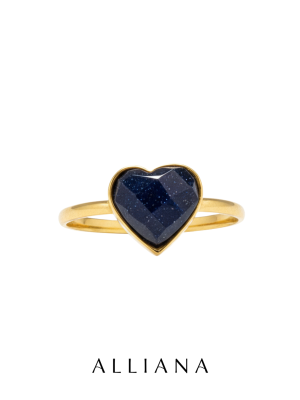 Anillo Aventurina Corazón en Oro Amarillo 18K