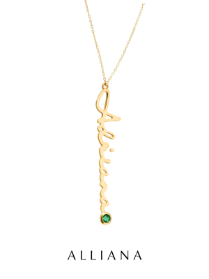 Collar I AM en Oro Amarillo 18K con Piedra Natural