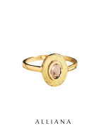 Anillo Arenado en Oro Amarillo 18K con Turmalina Rosa