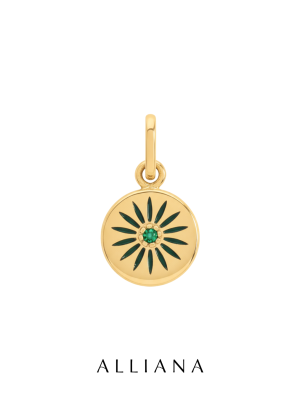 Dije Margarita Azul en Oro Amarillo 18K con Esmeralda