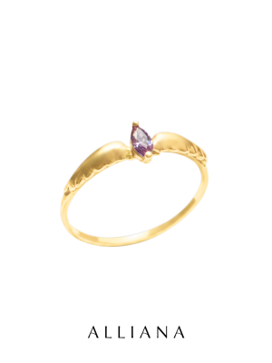 Anillo Alas de Ángel en Oro Amarillo 18K con Amatista