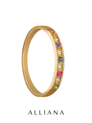 Anillo Eternity en Oro Amarillo 18K con Piedras Naturales