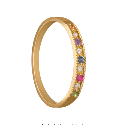 Anillo Eternity en Oro Amarillo 18K con Piedras Naturales