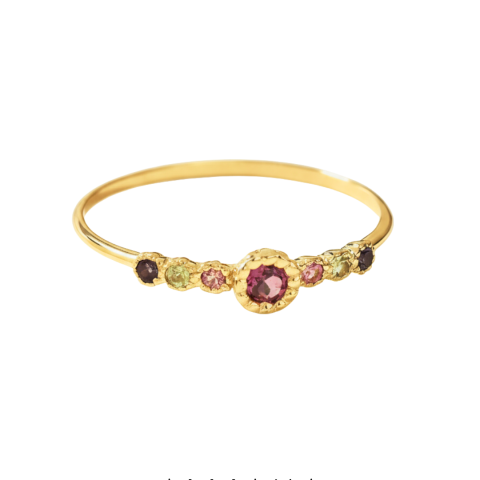 Anillo Alexia en Oro Amarillo 18K con Piedras Naturales