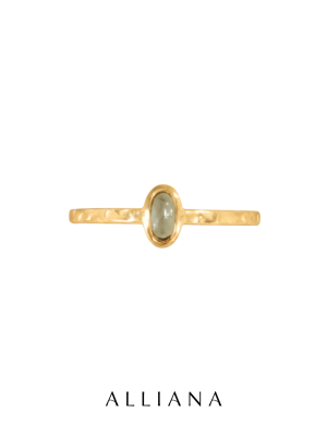 Anillo Turmalina Verde Cabuchón en Oro Amarillo 18K