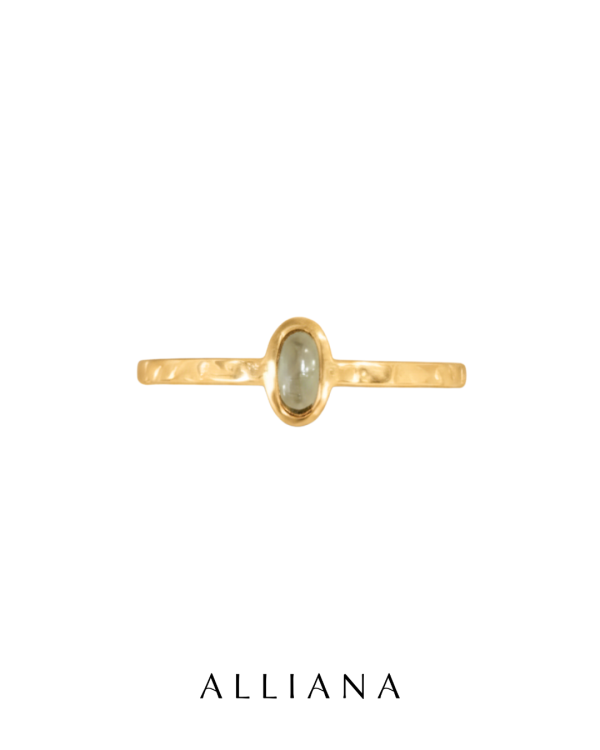 Anillo Turmalina Verde Cabuchón en Oro Amarillo 18K