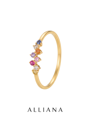 Anillo Prisma en Oro Amarillo 18K con Piedras Naturales