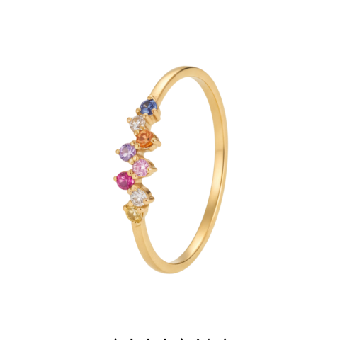 Anillo Prisma en Oro Amarillo 18K con Piedras Naturales