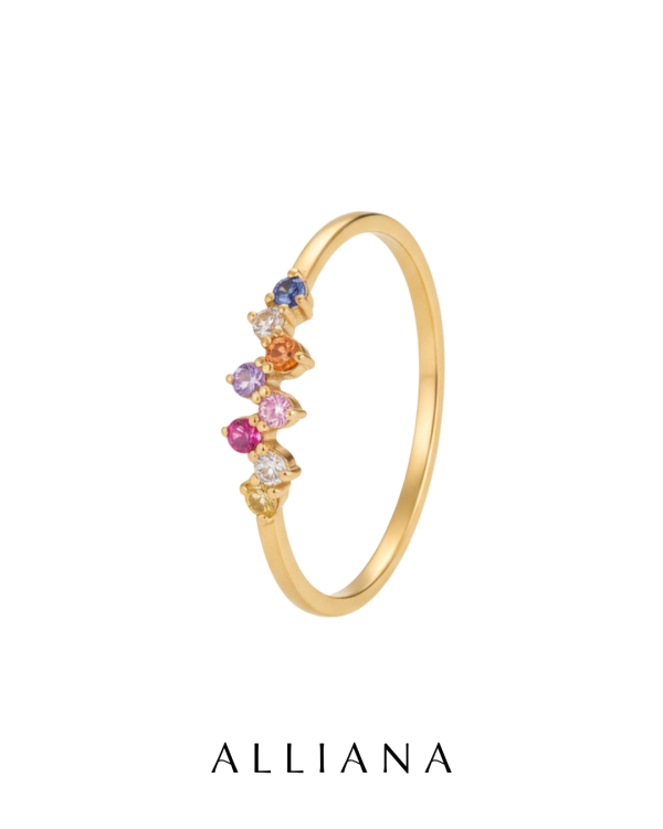 Anillo Prisma en Oro Amarillo 18K con Piedras Naturales