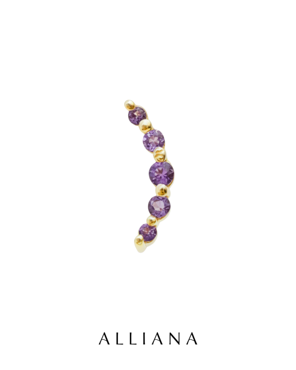 Earclimber Amatista en Oro Amarillo 18K