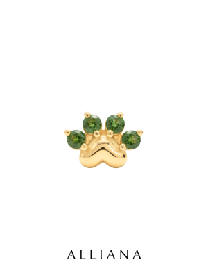Piercing Patita en Oro Amarillo 18K con Turmalina Verde