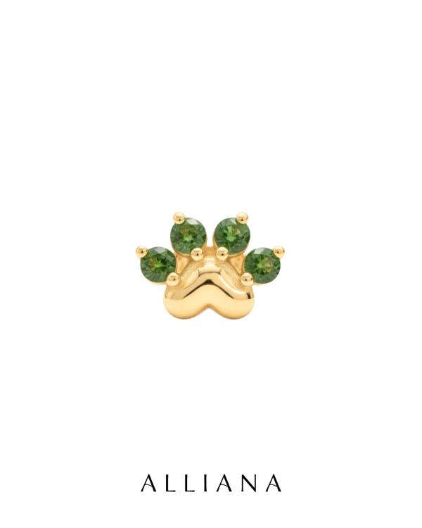 Piercing Patita en Oro Amarillo 18K con Turmalina Verde