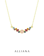 Collar Tiara en Oro Amarillo 18K con Piedras Naturales