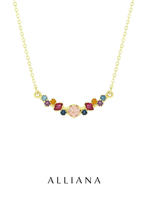 Collar Tiara en Oro Amarillo 18K con Piedras Naturales