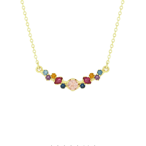 Collar Tiara en Oro Amarillo 18K con Piedras Naturales