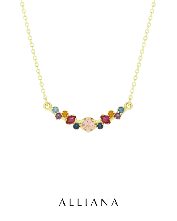 Collar Tiara en Oro Amarillo 18K con Piedras Naturales