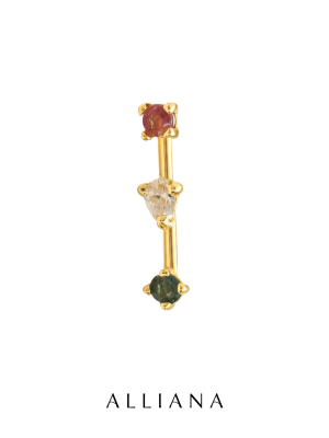 Piercing Lineal en Oro Amarillo 18K con Piedras Naturales